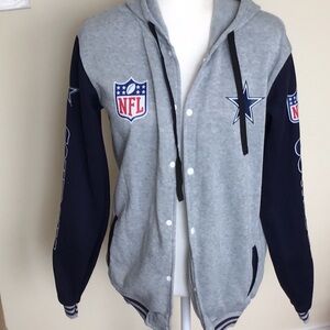 Dallas Cowboys fleece snap closure hoodie size M  bomber style